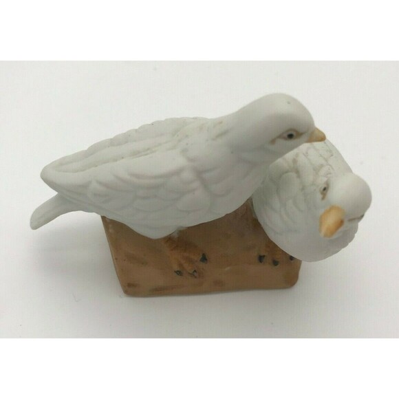 Vintage Capodimonte 2 White Doves on branch - Small Bisque Bird Figurine - Italy - Picture 3 of 7